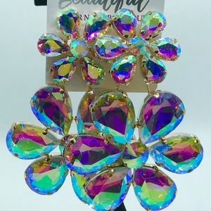 Clip on iridescent women’s fashion earrings